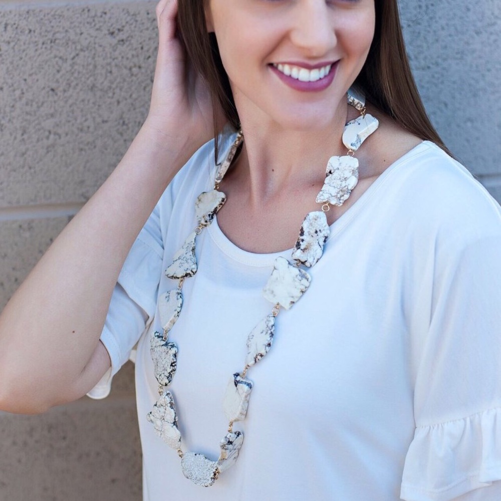White Stately Stone Necklace